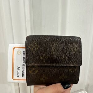 LV Monogram Brown Leather Fold Wallet